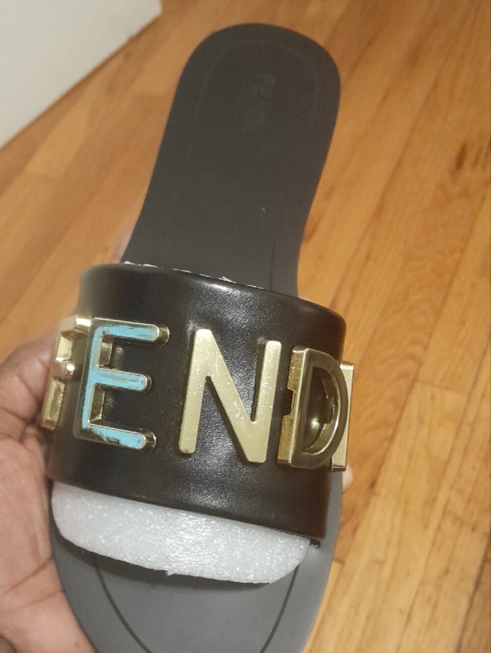 Fendi Black Slide with Gold Logo Hardware - Picture 3 of 6